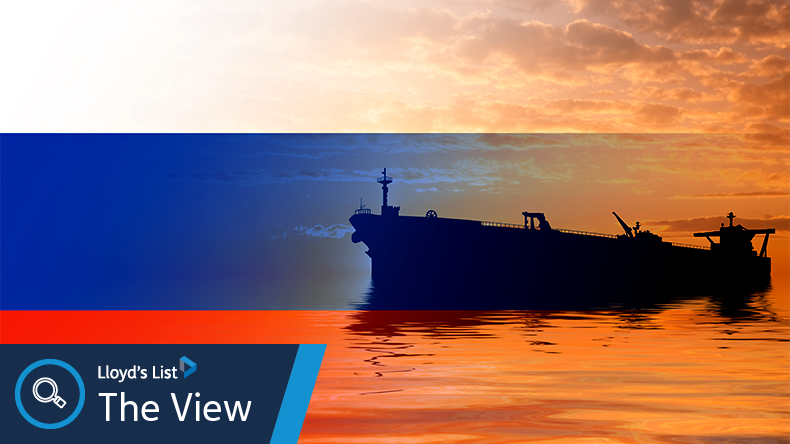 The View shadow fleet tanker with Russia flag