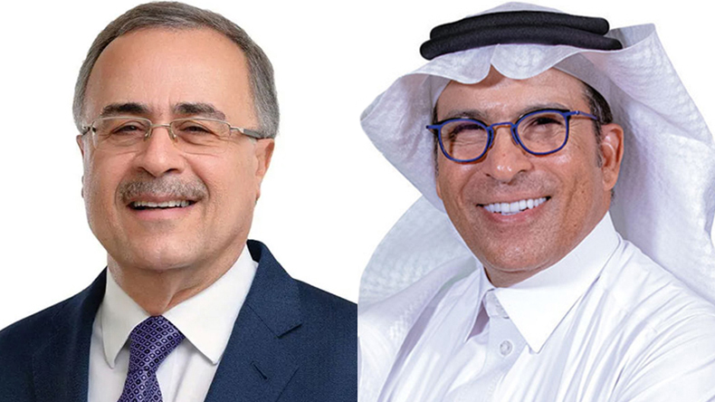 Amin Hassan Naser, left, chief executive, Saudi Aramco and Ahmed Ali Al-Subaey, chief executive, Bahri