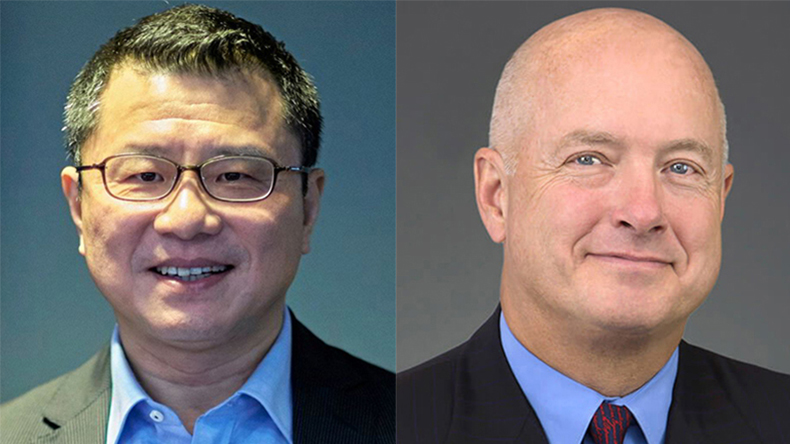 Bing Chen, left, chairman, Seaspan Corporation and director, president and chief executive Atlas Corp and Poseidon Corp; and David Sokol, director and chairman of Atlas Corp and Poseidon Corp