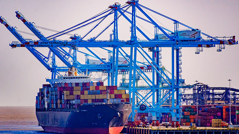 Containership at dock