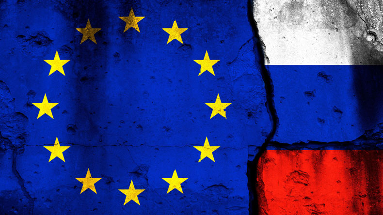 EU and Russia at odds (concept)