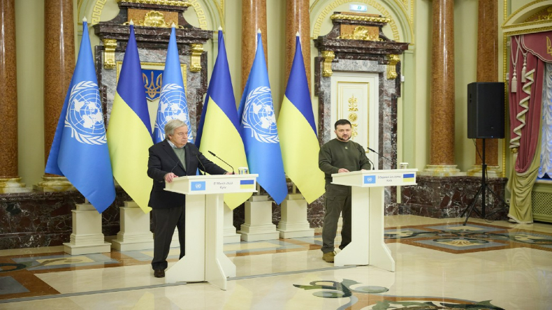 UN Secretary-General Guterres visiting Kyiv with Ukraine President Volodymyr Zelenskyy. 