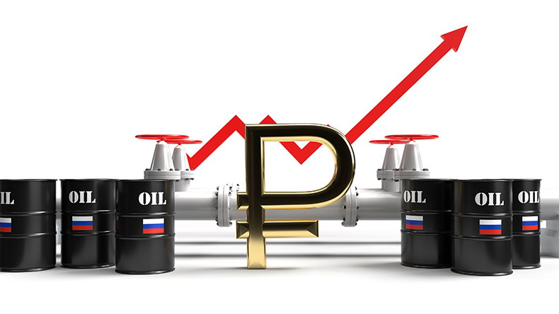 Russian gas oil and ruble 3D rendering