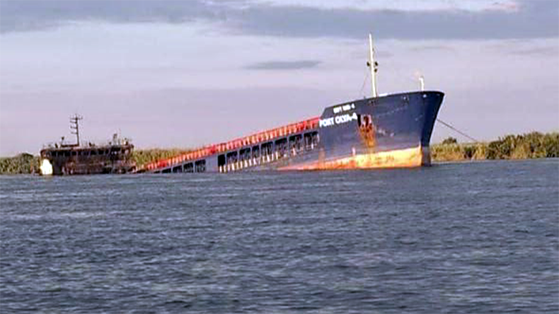 Russia-flagged Port Olya-4 (IMO: 9481934) was hit Ukrainian forces in Caspian Sea