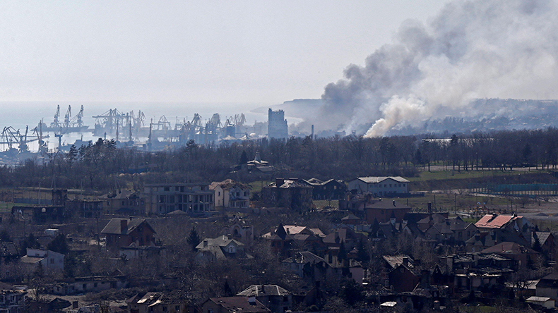 Smoke rises from Mariupol, Ukraine in April 2022