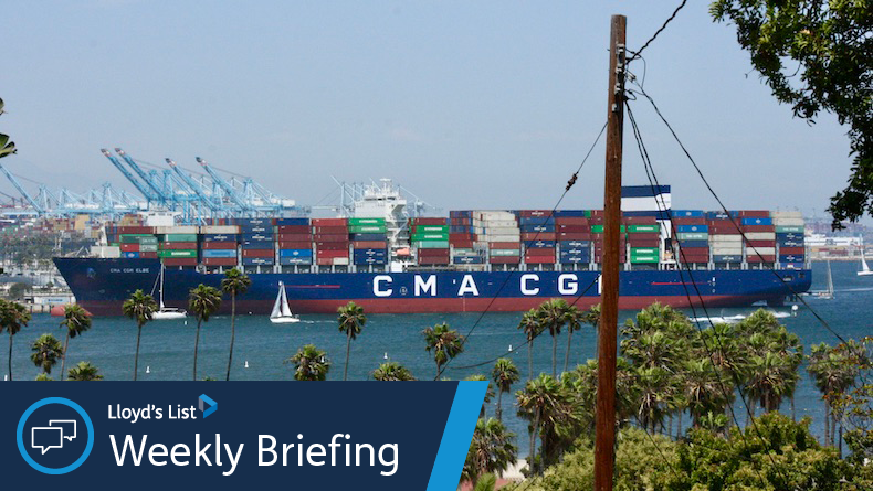 Weekly Briefing: CMA CGM Elbe at Los Angeles. © Eric Watkins / Glamma Productions