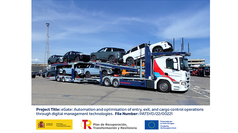 eGate at Barcelona port with funding logos
