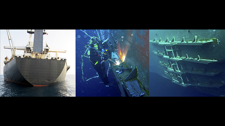 Underwater repair of a ship
